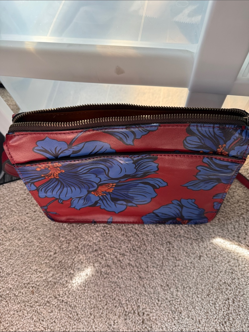 Patricia Nash - never used!! Women's Red Floral Crossbody Bag with Blue Blooms